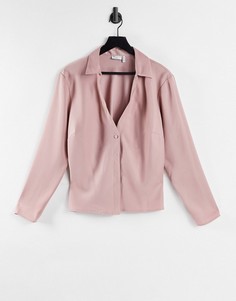 Розовая атласная рубашка узкого кроя ASOS DESIGN-Розовый цвет