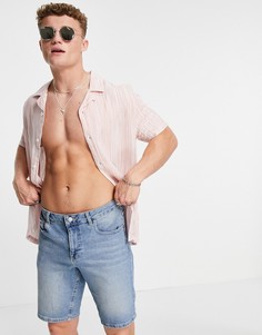Розовая рубашка в «крашеную» полоску Topman-Розовый цвет