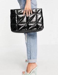 Большой стеганый клатч черного цвета Topshop-Черный цвет