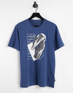 Синяя футболка с графическим принтом кроссовок Puma-Голубой