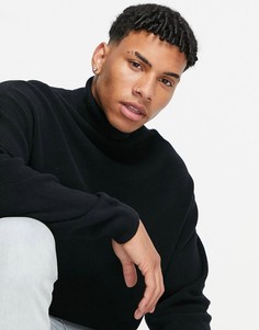 Черный фактурный вязаный oversized-джемпер ASOS DESIGN-Черный цвет