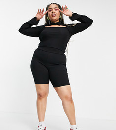 Черные шорты-леггинсы в рубчик (от комплекта) ASOS DESIGN Curve-Черный цвет