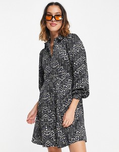Платье-рубашка с принтом и присборенной юбкой Vero Moda-Черный цвет