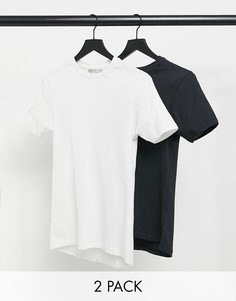 2 футболки облегающего кроя черного и белого цвета Another Influence-Многоцветный
