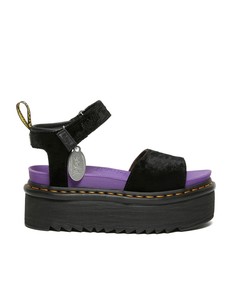 Черные бархатные сандалии на плоской подошве Dr Martens x X Girl-Черный цвет