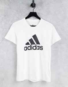 Белая футболка с большим логотипом adidas Training-Белый