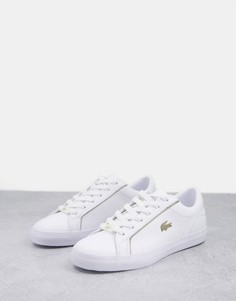 Кожаные кроссовки белого и золотистого цветов Lacoste Lerond-Белый