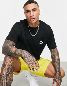 Черная футболка с карманом и логотипом PUMA Сlassics-Черный цвет