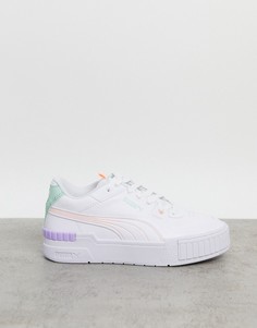 Белые кроссовки с неоновой окантовкой Puma Cali Sport-Белый