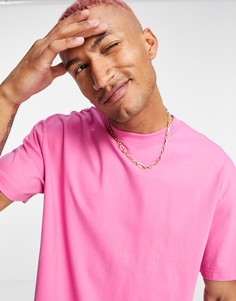 Розовая oversized-футболка Weekday-Розовый цвет