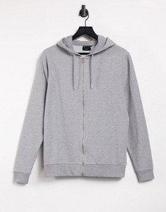 Серое меланжевое легкое худи из смесового хлопка ASOS DESIGN-Серый