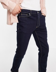 Эластичные зауженные джинсы из смесового органического хлопка и необработанного денима Topman-Голубой