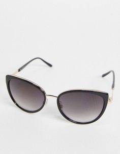 Черные солнцезащитные очки в оправе в виде крыла бабочки French Connection-Золотистый