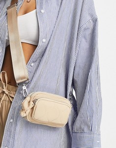 Стеганая сумка через плечо из нейлона светло-бежевого цвета Topshop-Светло-бежевый