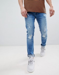 Джинсы скинни с рваной отделкой Voi Jeans-Синий