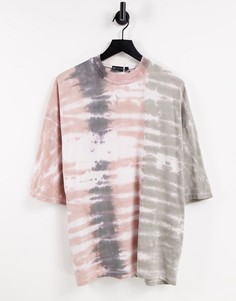 Розовая oversized-футболка с принтом тай-дай ASOS DESIGN-Розовый цвет