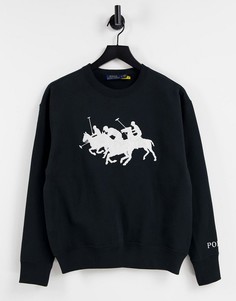 Черный свитер с несколькими лошадьми для поло Polo Ralph Lauren-Черный цвет