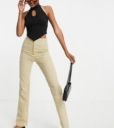 Желтые расклешенные брюки в стиле "casual" в клетку ASOS DESIGN Tall-Желтый