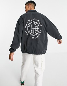 Черная спортивная трикотажная куртка в стиле oversized с принтом "Worldwide" на спине (от комплекта) ASOS DESIGN-Черный