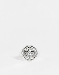 Серебристое кольцо-печатка с Витрувианским человеком ASOS DESIGN-Серебристый