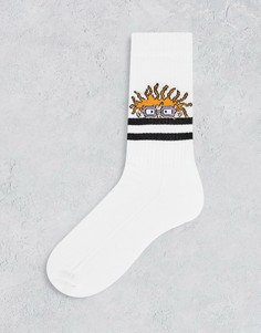Спортивные носки крупной вязки с полосками и принтом персонажа из м/ф «Ох уж эти детки!» ASOS DESIGN-Белый