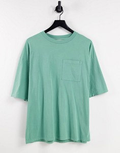 Зеленая футболка в стиле бойфренда Topshop-Зеленый цвет