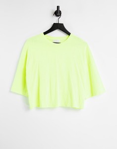 Зеленая выбеленная футболка прямого кроя Topshop-Зеленый цвет