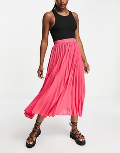 Розовая плиссированная юбка миди ASOS DESIGN-Розовый цвет