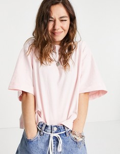 Розовая футболка прямого кроя со вставками Topshop-Розовый цвет