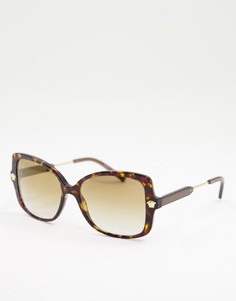 Женские большие солнцезащитные очки в коричневой квадратной оправе Versace 0VE4390-Коричневый цвет