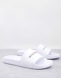 Белые шлепанцы с рельефным логотипом Tommy Hilfiger-Белый