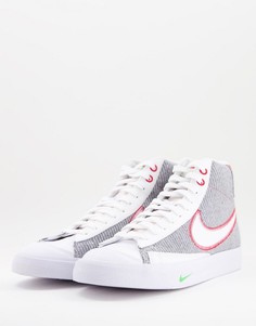 Кроссовки серого и красного цвета Nike Blazer Mid 77-Серый