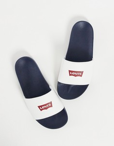 Белые шлепанцы с маленьким логотипом в виде крыла летучей мыши Levis-Белый Levis®