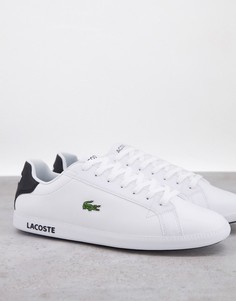 Белые с черной отделкой кроссовки Lacoste Graduate-Белый