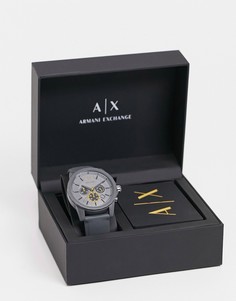Мужские часы с силиконовым серым ремешком Armani Exchange Outerbanks AX7123-Серый