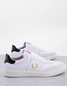 Белые кроссовки из замши и кожи Fred Perry B400-Белый