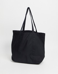Черная большая сумка-тоут из органического хлопка ASOS DESIGN-Черный цвет