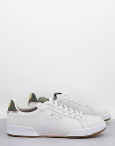 Белые кожаные кроссовки с золотистым логотипом Fred Perry-Белый