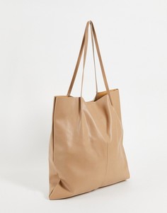 Светло-бежевая сумка-тоут из искусственной кожи ASOS DESIGN-Светло-бежевый цвет