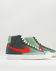 Зеленые кроссовки с накладками Nike Blazer Mid 77-Зеленый цвет