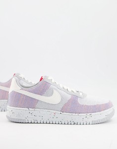 Бело-серые кроссовки Nike Air Force 1 Crater Flyknit-Серый