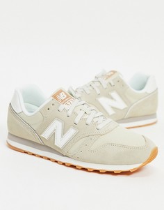 Замшевые бежевые кроссовки New Balance 373-Белый