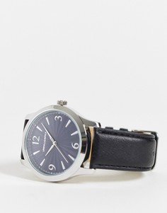 Классические часы с синим циферблатом и черным ремешком ASOS DESIGN-Черный цвет