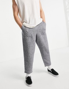 Брюки с широкими штанинами из легкой фактурной ткани ASOS DESIGN-Темно-синий