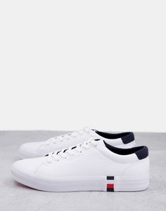 Белые кожаные кроссовки премиум-класса с маленьким флажком по бокам Tommy Hilfiger-Белый