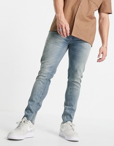 Голубые джинсы скинни в винтажном стиле американской классики с необработанной кромкой ASOS DESIGN Cone Mill Denim-Голубой