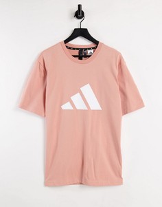 Розовая футболка с крупным логотипом adidas Training-Розовый цвет