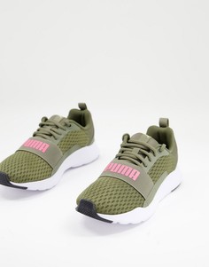 Зеленые кроссовки Puma Wired-Зеленый цвет