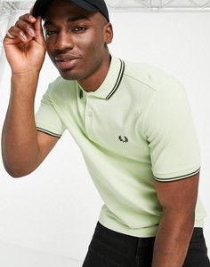 Шалфейно-зеленая футболка-поло с контрастным воротником Fred Perry-Зеленый цвет