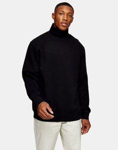 Черный свитшот с высоким воротом Topman-Черный цвет